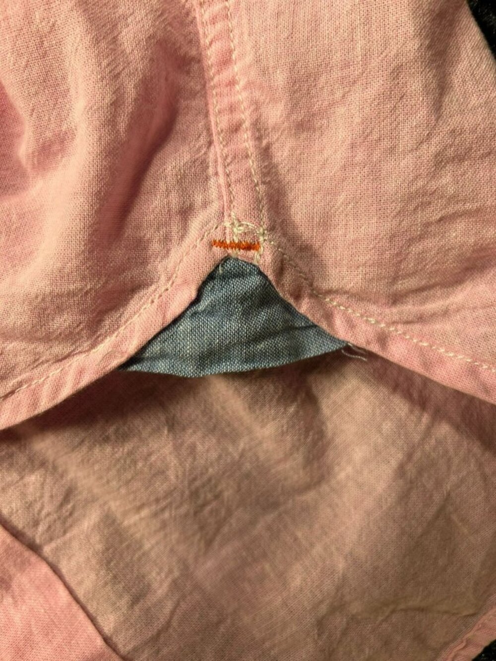 True Grit Mens Pink Button-Up Shirt Chest Pocket Contrast Trim Size XL Cotton/Li - Picture 7 of 7